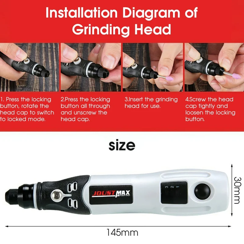15000 tr/min Mini perceuse électrique graveur outil rotatif Machine de polissage meulage têtes d'outils de gravure stylo de gravure à vitesse Variable
