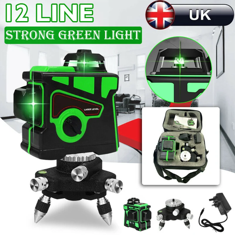 WAKYME 12 lignes niveau Laser vert 3D auto-nivelant 360 outils de mesure transversale verticale horizontale dispositif de nivellement Laser puissant