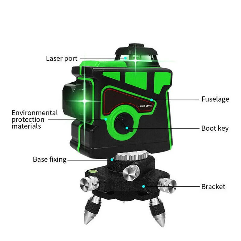 WAKYME 12 lignes niveau Laser vert 3D auto-nivelant 360 outils de mesure transversale verticale horizontale dispositif de nivellement Laser puissant