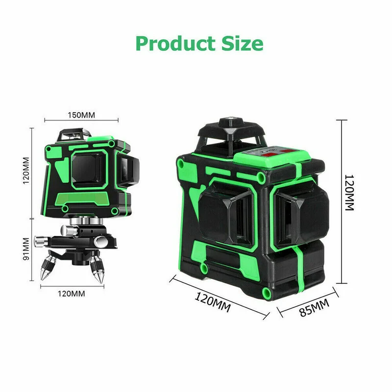 WAKYME 12 lignes niveau Laser vert 3D auto-nivelant 360 outils de mesure transversale verticale horizontale dispositif de nivellement Laser puissant