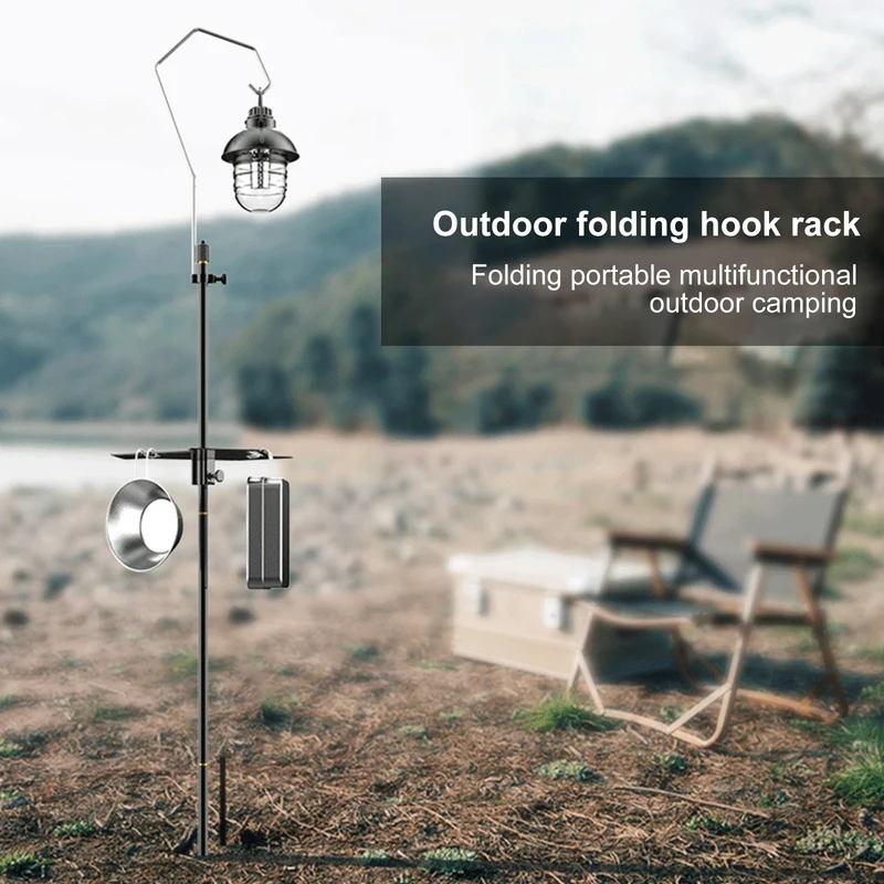 Camping Suspendu Rack Titulaire Multifonction Outils D'extérieur Organisateur Suspendu avec Crochets Portable Lanterne Lampe Stand Pôle De Bureau