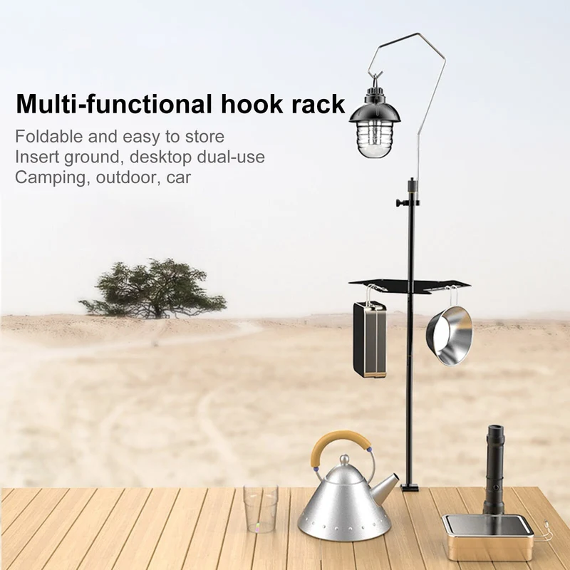 Camping Suspendu Rack Titulaire Multifonction Outils D'extérieur Organisateur Suspendu avec Crochets Portable Lanterne Lampe Stand Pôle De Bureau