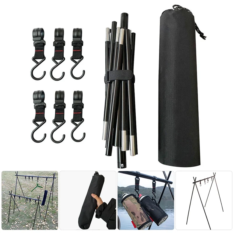 Support suspendu ultra-léger en alliage d'aluminium vaisselle ustensiles de cuisine en plein air Camping étagère vêtements stockage cintre Triangle support