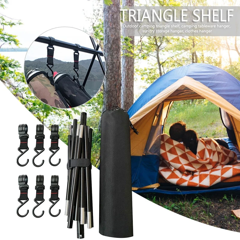 Support suspendu ultra-léger en alliage d'aluminium vaisselle ustensiles de cuisine en plein air Camping étagère vêtements stockage cintre Triangle support