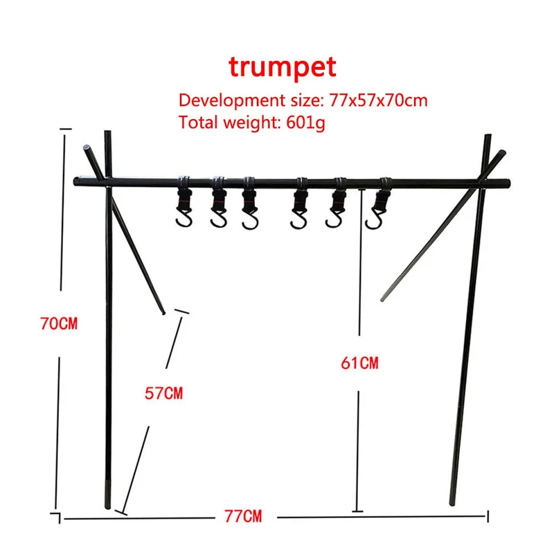 Support suspendu ultra-léger en alliage d'aluminium vaisselle ustensiles de cuisine en plein air Camping étagère vêtements stockage cintre Triangle support