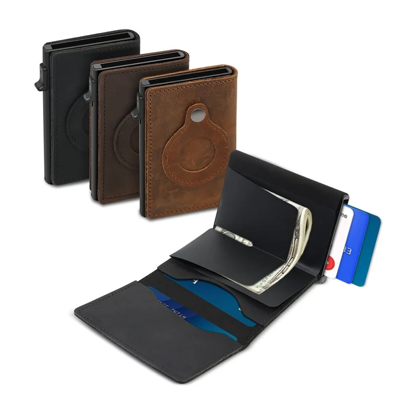 Portefeuille anti-perte avec enregistrement de position GPS, portefeuille en cuir pour homme, porte-monnaie pour Airtag, pochette de rangement, porte-monnaie