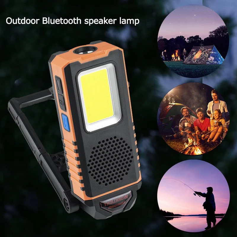 Projecteur LED multifonctionnel Lampe de travail COB rechargeable par USB avec aimant Lanterne de camping puissante Torche de lampe de poche étanche