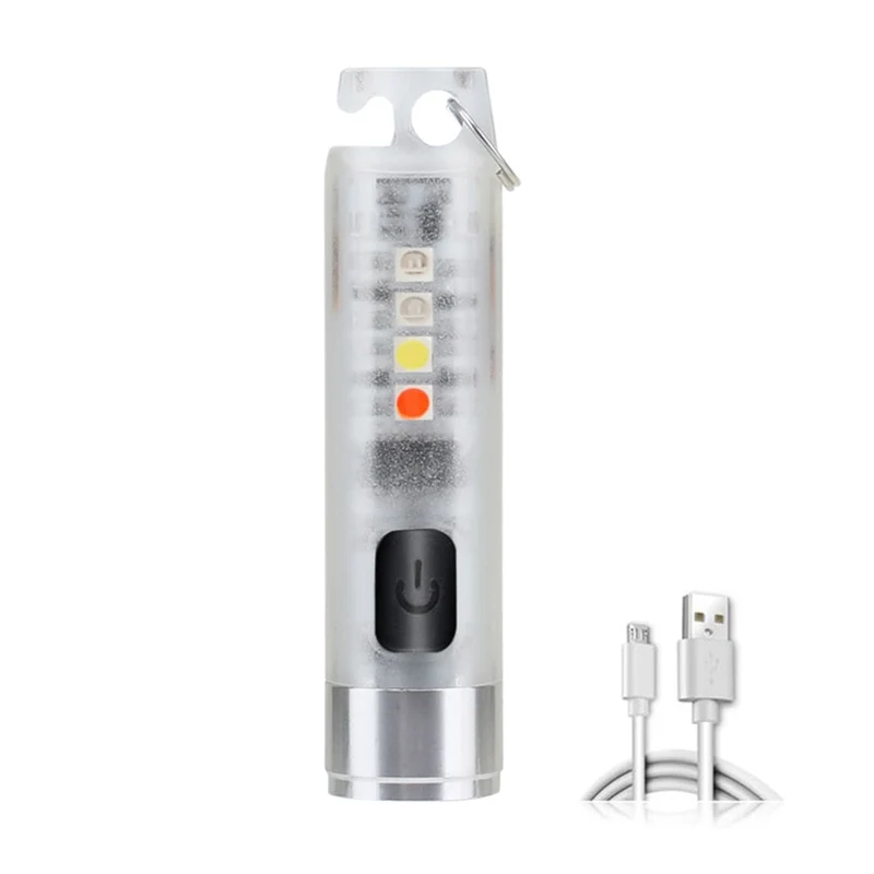 Mini porte-clés torche USB Rechargeable lumière LED lampe de poche étanche avec boucle outil d'éclairage de secours extérieur torche de Camping