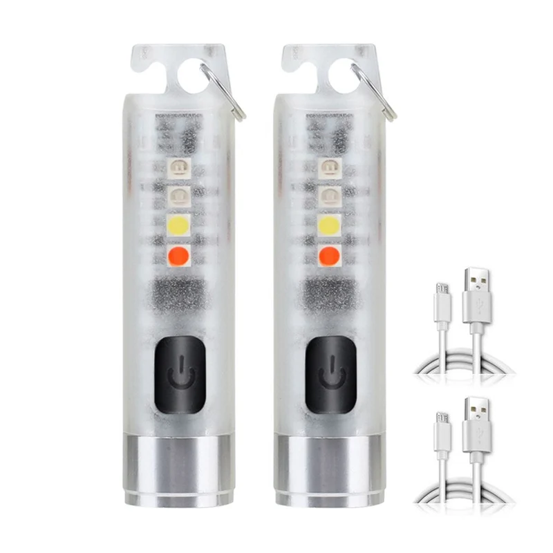 Mini porte-clés torche USB Rechargeable lumière LED lampe de poche étanche avec boucle outil d'éclairage de secours extérieur torche de Camping