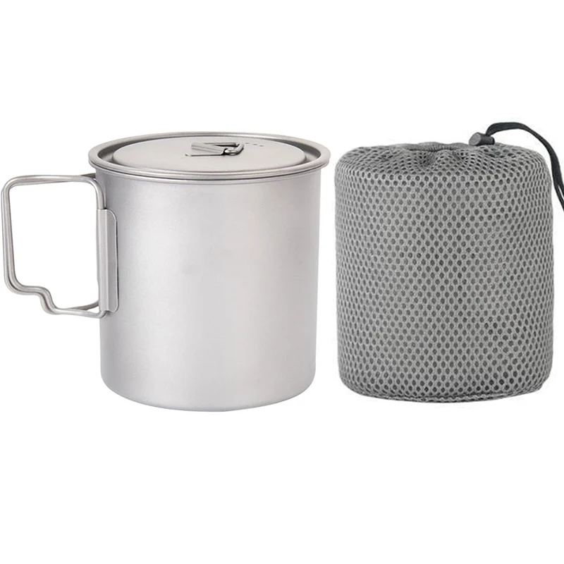 1 pc Camping Titane Pot Tasse Tasse Café Pot En Plein Air 600 ml Titane Camping Pique-Nique Montagne Escalade Potable Tasse