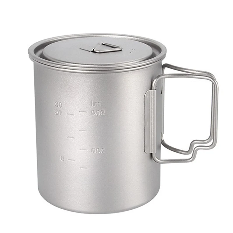 1 pc Camping Titane Pot Tasse Tasse Café Pot En Plein Air 600 ml Titane Camping Pique-Nique Montagne Escalade Potable Tasse