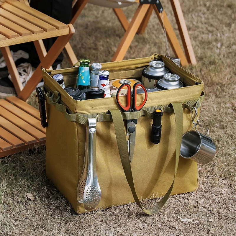 Sac de rangement pliant de grande capacité en plein air Portable voyage Camping outil Pack bois de chauffage avec trou de suspension D boucle
