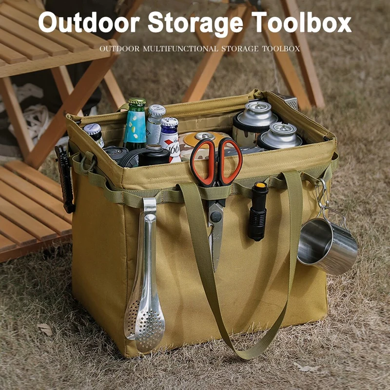 Sac de rangement pliant de grande capacité en plein air Portable voyage Camping outil Pack bois de chauffage avec trou de suspension D boucle