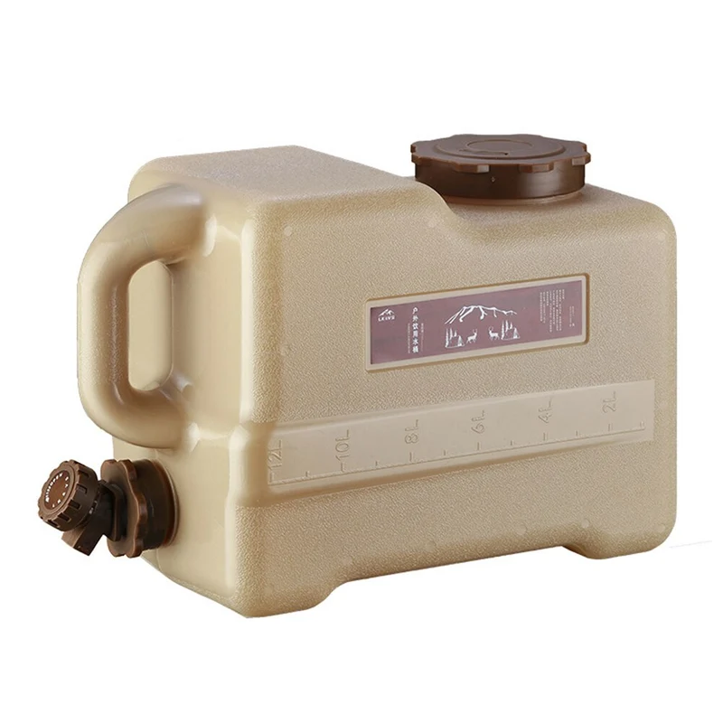 Seau à eau extérieur 12L voiture Portable de qualité alimentaire PE seau de stockage d'eau minérale pure avec robinet et couvercle réservoir d'eau en plastique