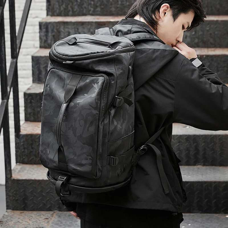 Sac à dos pour homme avec port de chargement USB, sac de voyage en plein air, sac d'affaires pour fitness, sac étanche pour trekking, pêche, chasse, grande capacité