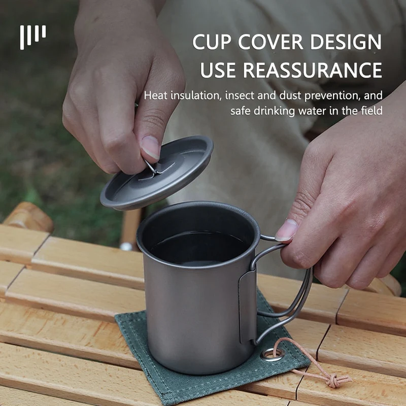 Tasse extérieure en titane tasse de Camping ustensiles de pique-nique vaisselle équipement de cuisine extérieur léger vaisselle de randonnée