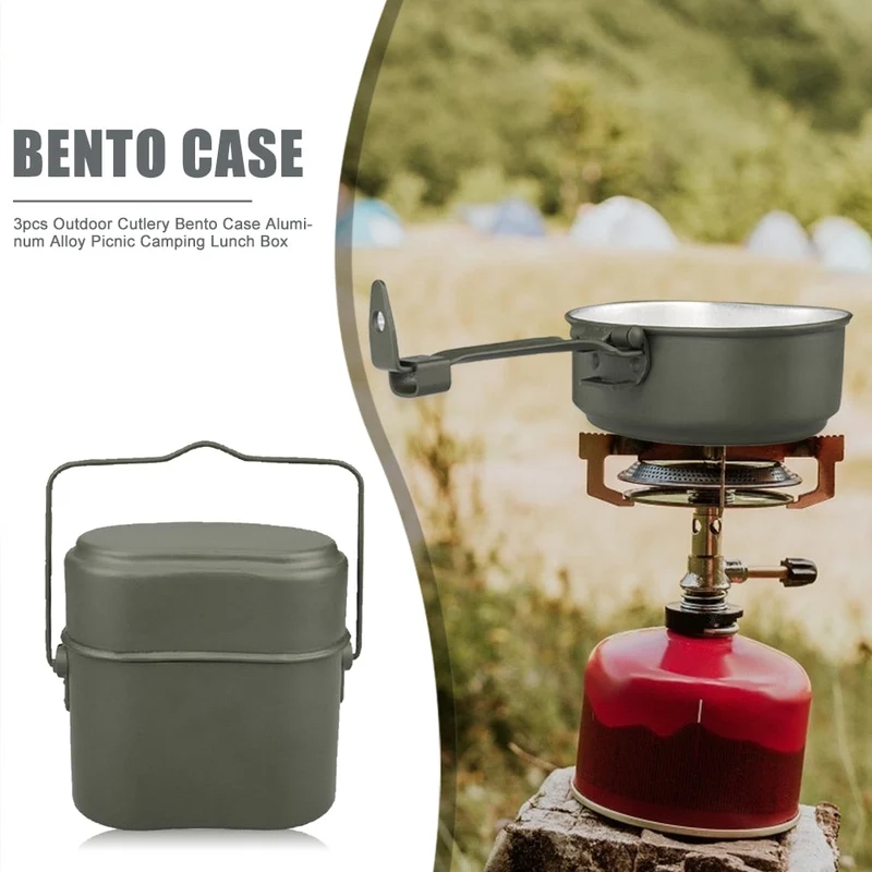 Batterie de cuisine de camping Mess Kit Accessoires de camp Casseroles légères Ensemble de casseroles pour le camping Sac à dos Pique-nique Vaisselle