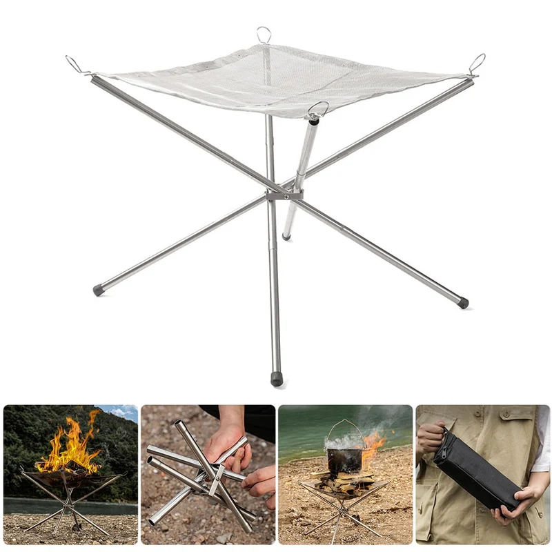 Camping pliant en plein air poêle à bois pique-nique Camping feu détachable Barbecue gril feu de joie poêle à bois