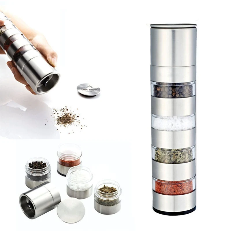6 pièces Camping pot à épices conteneur Portable assaisonnement Condiment boîte de rangement Multi vaisselle ensemble pour extérieur barbecue pique-nique voyage