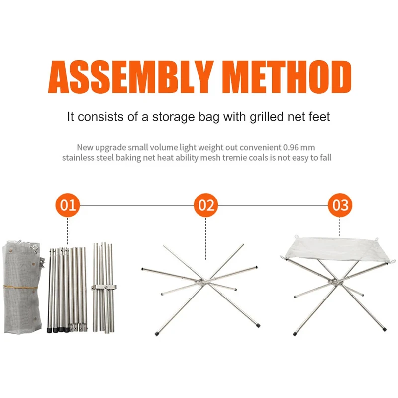 Camping en plein air Portable Cheminée En Acier Inoxydable Pliable Foyer Patio Feu De Camp Titulaire Pique-Nique Barbecue Pêche Bonfire Rack