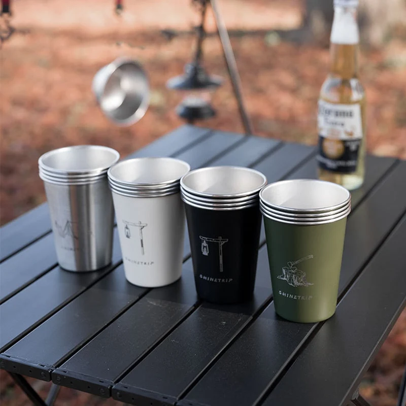 350ML Camping En Plein Air Vaisselle Voyage Tasses Ensemble Commodité Pique-Nique Fournitures En Acier Inoxydable Vin Bière Tasse Whisky Tasses