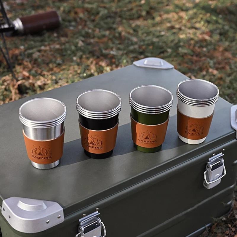350ML Camping En Plein Air Vaisselle Voyage Tasses Ensemble Commodité Pique-Nique Fournitures En Acier Inoxydable Vin Bière Tasse Whisky Tasses