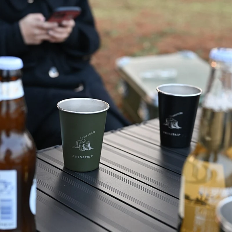 350ML Camping En Plein Air Vaisselle Voyage Tasses Ensemble Commodité Pique-Nique Fournitures En Acier Inoxydable Vin Bière Tasse Whisky Tasses