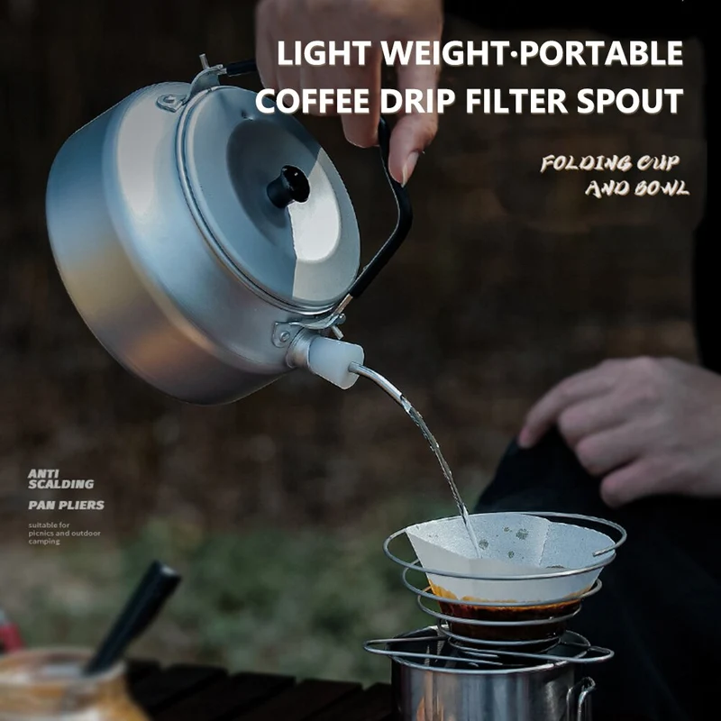 800 ml extérieur léger en aluminium Camping théière bouilloire cafetière bouilloire extérieure pour Camping randonnée sac à dos