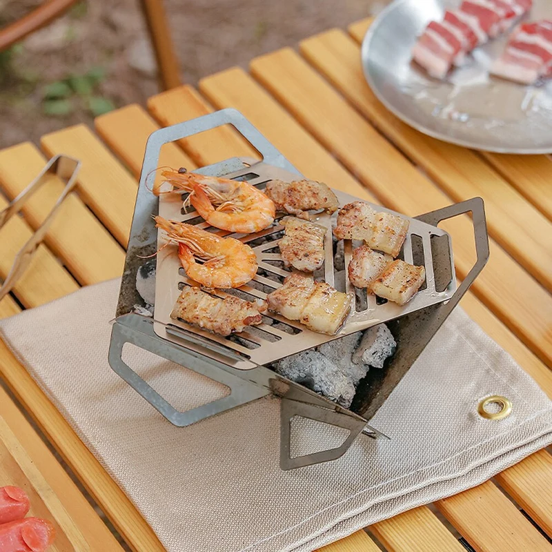 Détachable extérieur barbecue gril poêle Portable épaissi en acier inoxydable Camping cuisinière accessoires de Camping