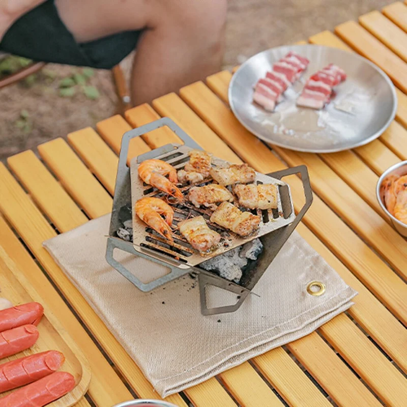 Détachable extérieur barbecue gril poêle Portable épaissi en acier inoxydable Camping cuisinière accessoires de Camping