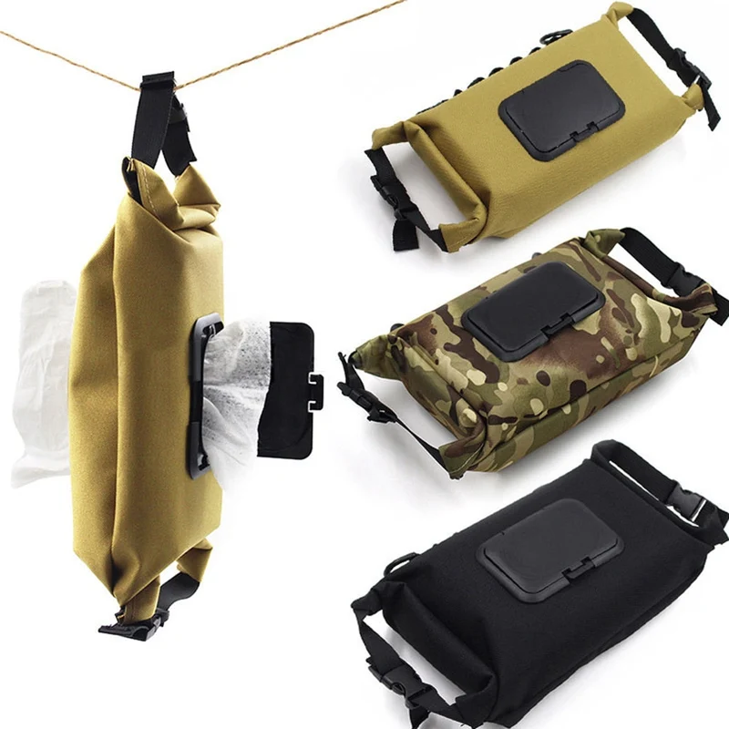 Camping en plein air randonnée boîte à mouchoirs humide Portable étanche suspendu sac de mouchoirs Portable distributeur de toile support de stockage suspendu