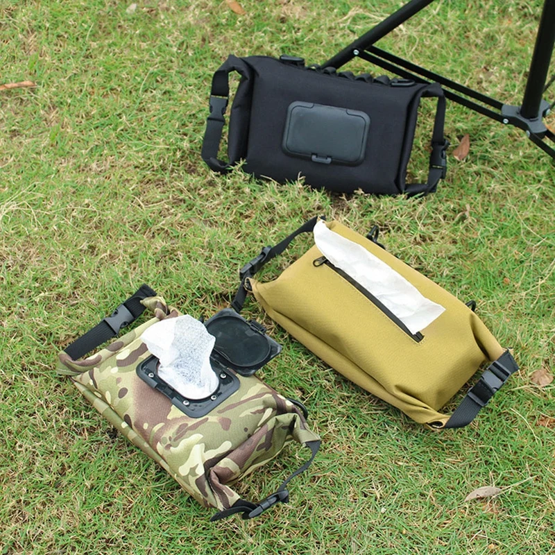 Camping en plein air randonnée boîte à mouchoirs humide Portable étanche suspendu sac de mouchoirs Portable distributeur de toile support de stockage suspendu
