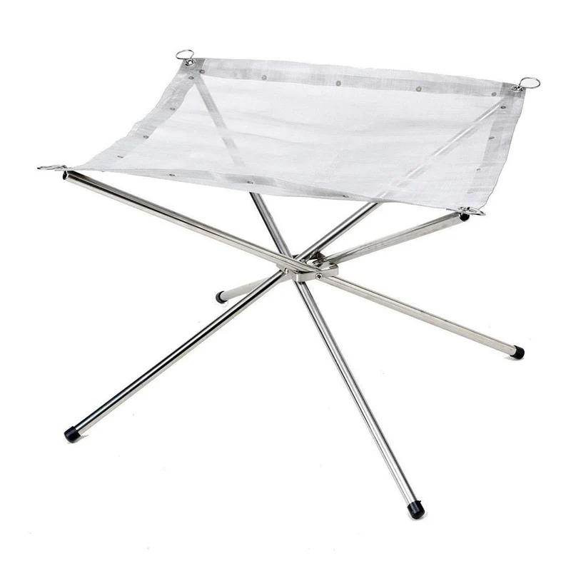Pliant extérieur feu de camp cadre support gril Portable Barbecue poêle en acier inoxydable chauffage maille foyer pour Camping