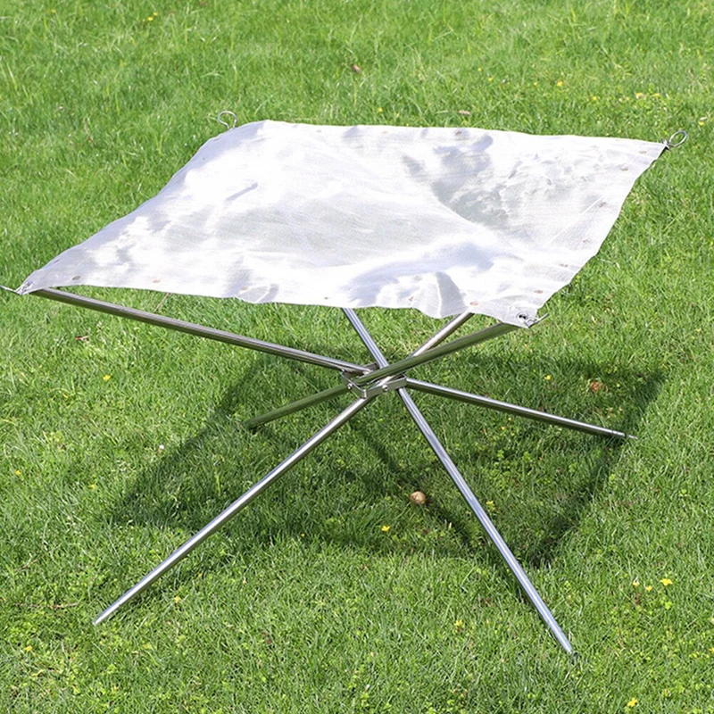 Foyer en maille pliable pratique multifonctionnel Durable en acier inoxydable extérieur barbecue feu de joie poêle à bois support de feu