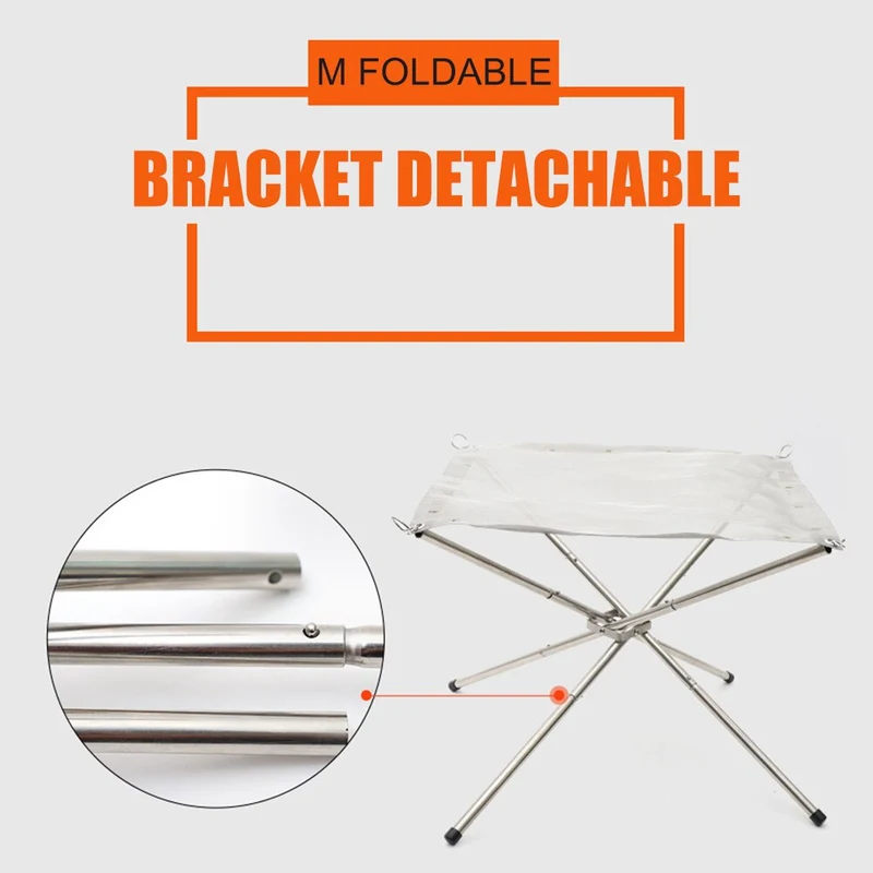 Foyer en maille pliable pratique multifonctionnel Durable en acier inoxydable extérieur barbecue feu de joie poêle à bois support de feu