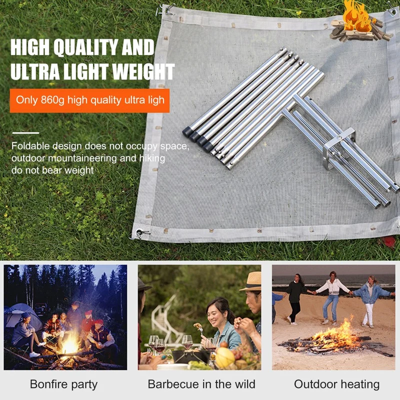Foyer en maille pliable pratique multifonctionnel Durable en acier inoxydable extérieur barbecue feu de joie poêle à bois support de feu