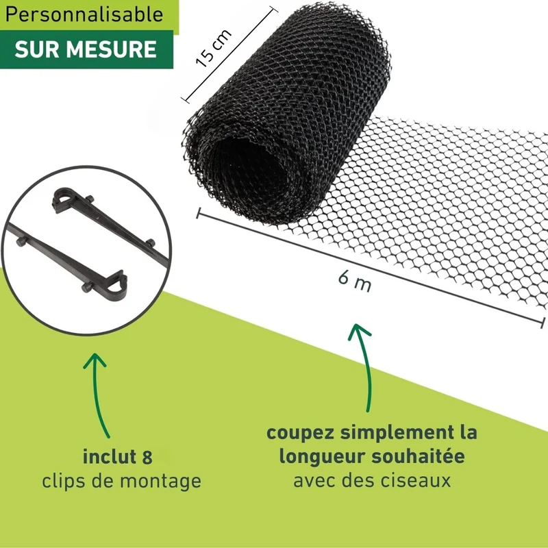 Grillage de Protection en Mailles Fines pour Gouttière 15cm x 6M