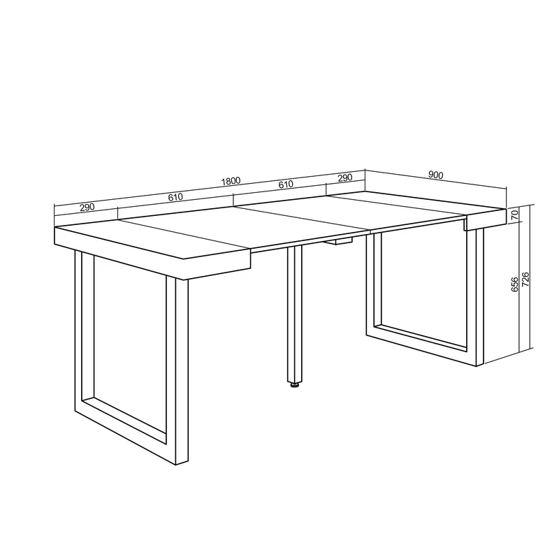 Table console extensible chêne 180 cm – Jusqu’à 8 personnes – Pieds en bois massif noirs en U