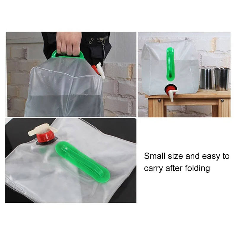 Sac à eau pliable de 20 L, conteneur d'eau d'urgence portable avec double poignée, seau pliable facile à transporter