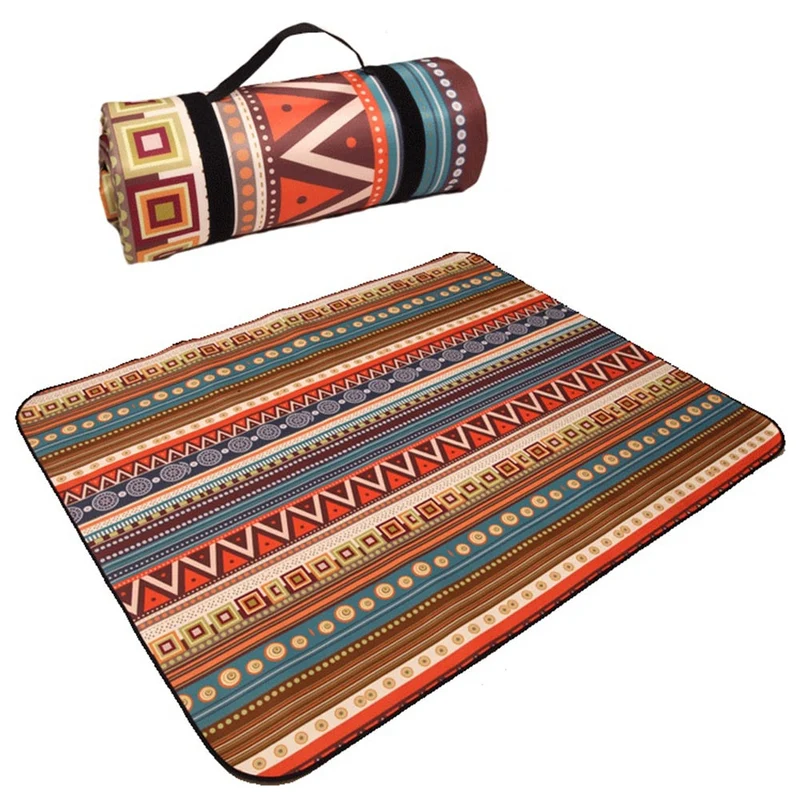 Tapis de Camping en plein air mode Style ethnique épaissi Portable tapis étanche à l'humidité pour famille pique-nique plage enfant tapis de jeu