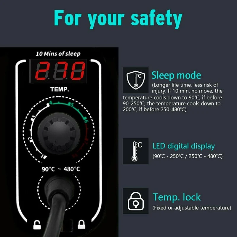 Kit de reprise de station de fer à souder 60W Chauffage rapide 480 ℃ Soudage électronique Fer à souder LED Régulateur de température numérique