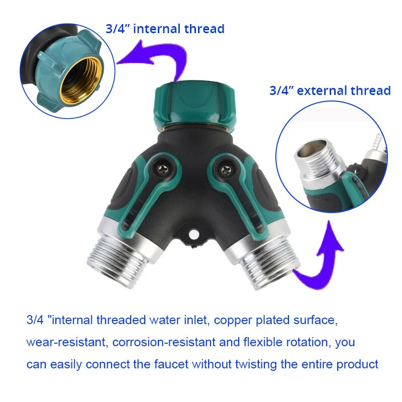 3/4 pouce Vanne D'eau Tuyau Séparateur De Tuyau 2 Voies Dispositifs De Robinet pour L'irrigation Y-Type Robinet Arrosage Connecteur Distributeur Outil De Jardin