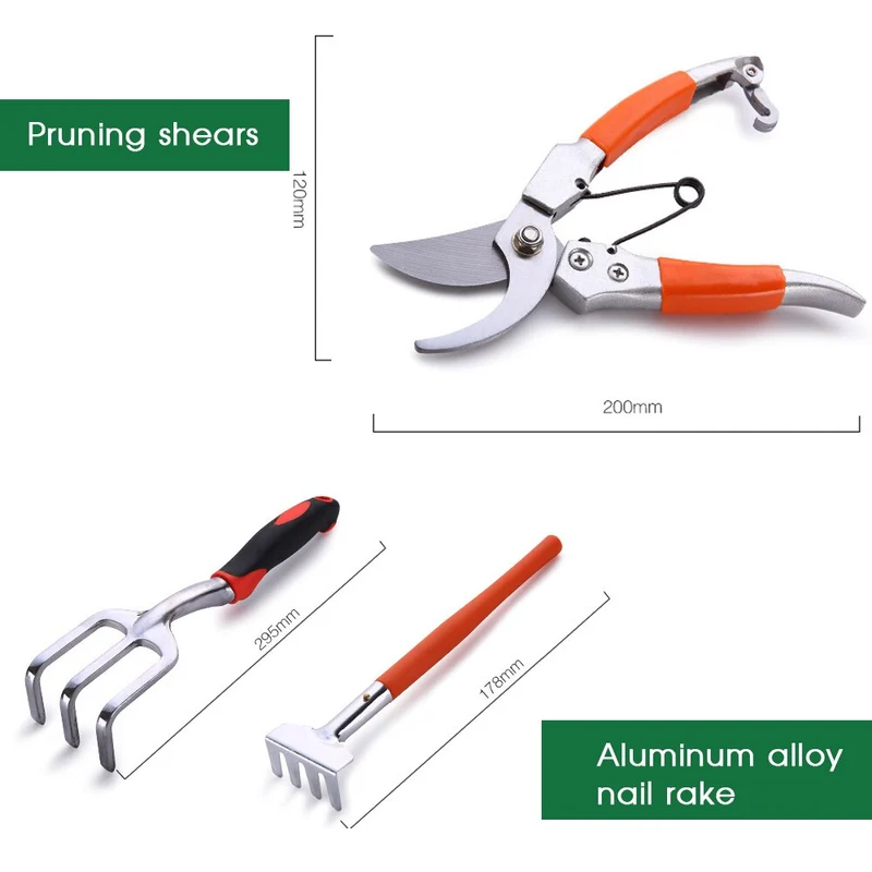 10 pièces outils de jardinage maison jardinage ensemble d'outils de plantation outils à main désherbage pelle râteau sécateur scie pliante avec sac fourre-tout
