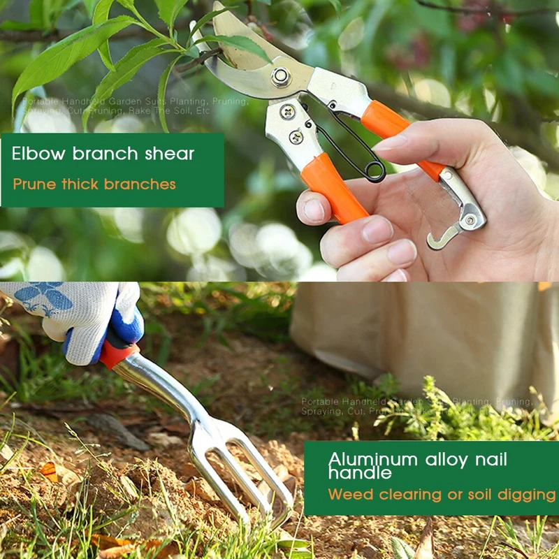 10 pièces outils de jardinage maison jardinage ensemble d'outils de plantation outils à main désherbage pelle râteau sécateur scie pliante avec sac fourre-tout