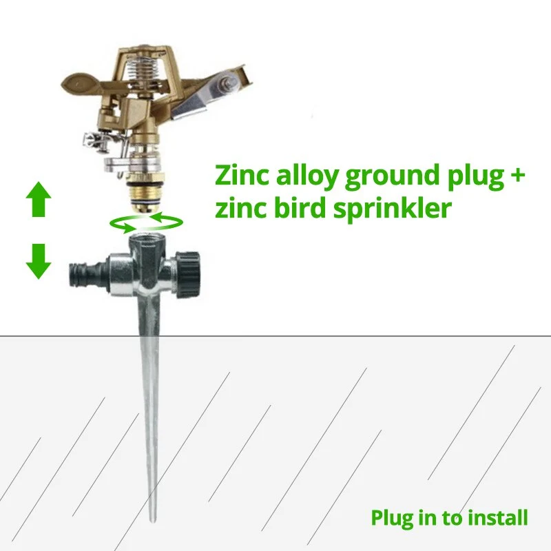 Pulvérisateur d'irrigation rotatif à 360 degrés arroseur arrosage automatique jardin buse d'eau pulvérisateur à impulsions pointe en métal outils de jardin