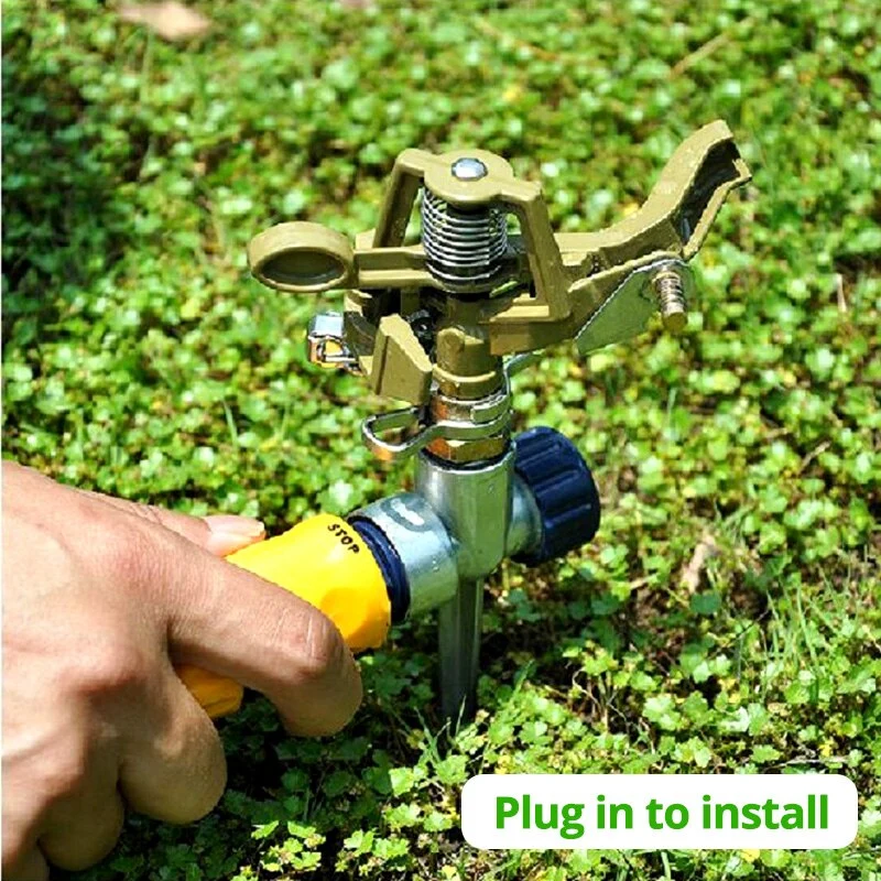 Pulvérisateur d'irrigation rotatif à 360 degrés arroseur arrosage automatique jardin buse d'eau pulvérisateur à impulsions pointe en métal outils de jardin
