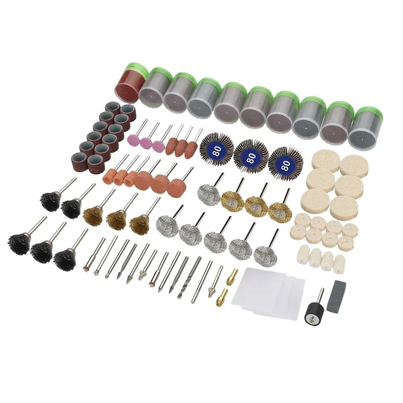 350 pièces Mini Kit de foret électrique Kit d'accessoires de roue d'outil rotatif abrasif pour Dremel meulage ponçage polissage coupe