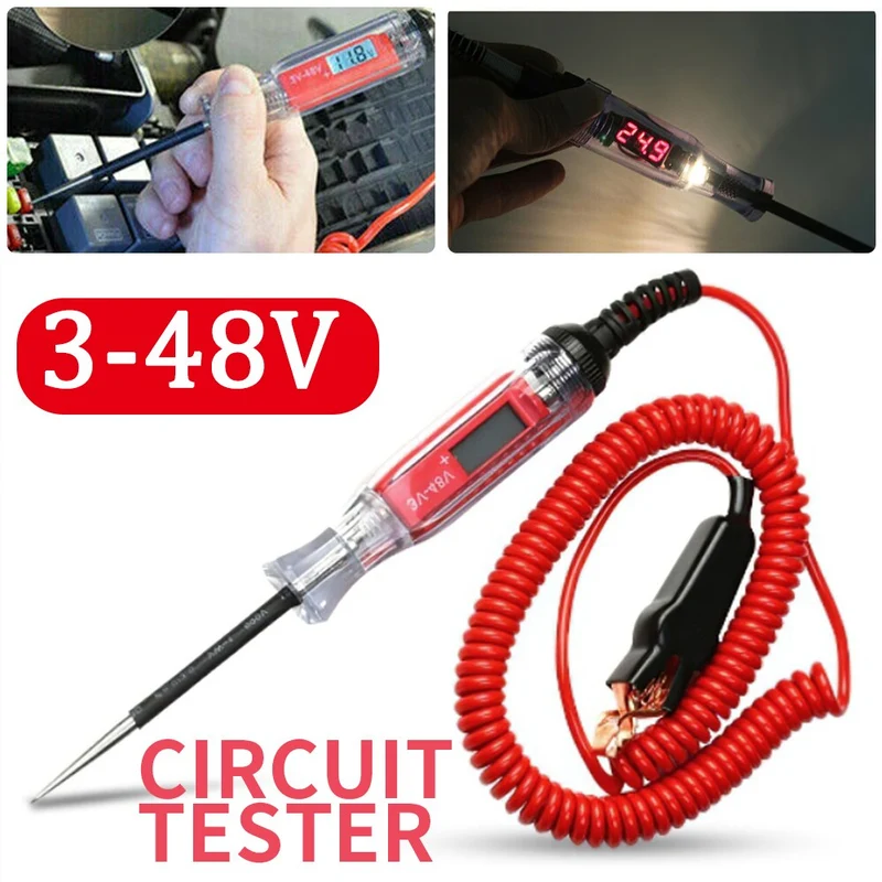 Testeur de Circuit électrique numérique universel 3V-48V stylo de Test de Circuit de tension de batterie de ligne de fusible multifonction pour moto de voiture