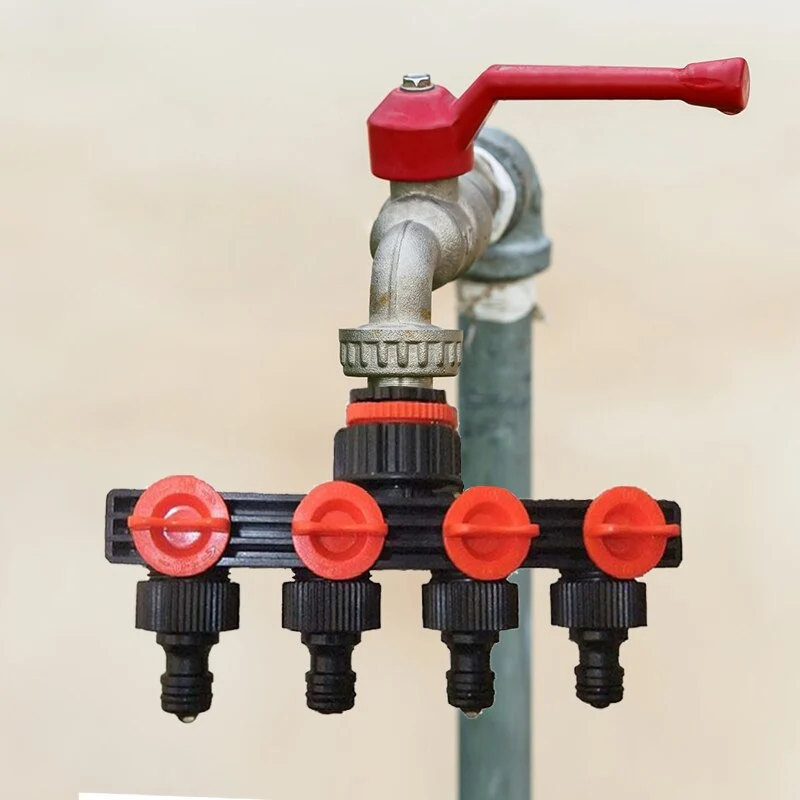 Connecteurs de tuyau d'eau à 4 voies Séparateurs de tuyau Adaptateur d'irrigation Connecteur de tuyau d'égouttement de jardin Accessoires de jardin Outils et équipement