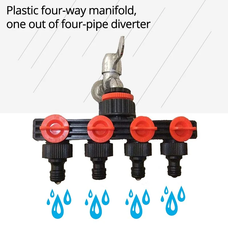 Connecteurs de tuyau d'eau à 4 voies Séparateurs de tuyau Adaptateur d'irrigation Connecteur de tuyau d'égouttement de jardin Accessoires de jardin Outils et équipement
